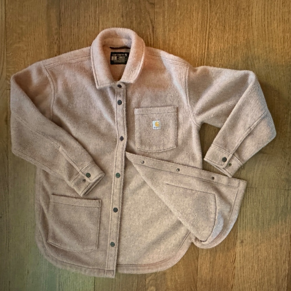 Carhartt Women’s Loose Fit Fleece Jacket Muted Pink Size Small (4-6)